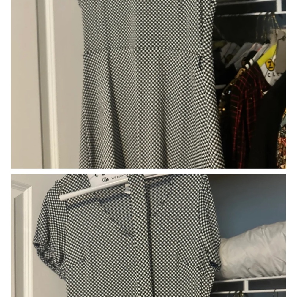LOFT Black and White Patterned Midi Dress